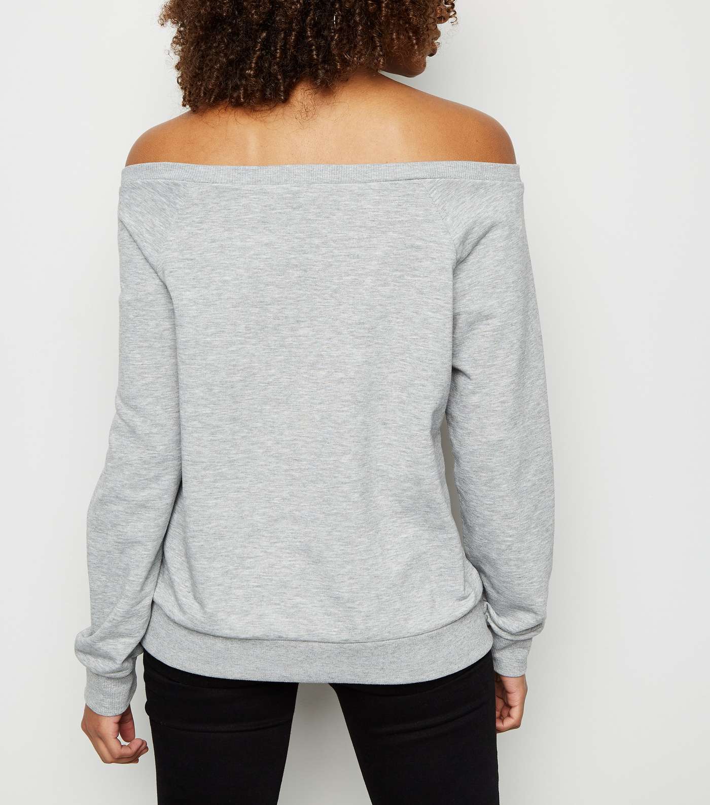 Grey Marl Oversized Bardot Sweatshirt Image 5