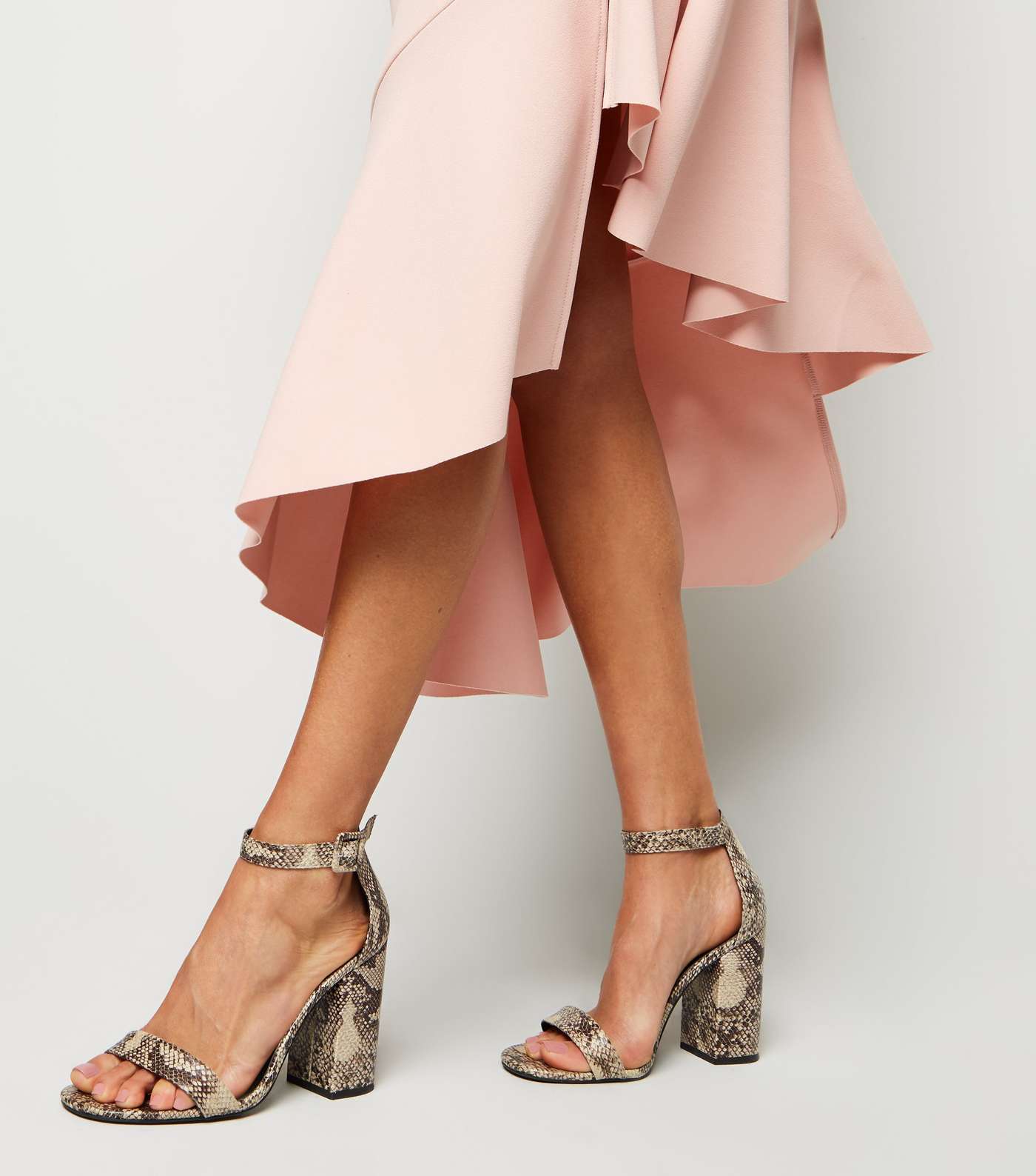 Pale Pink Frill Hem Asymmetric Midi Skirt Image 5