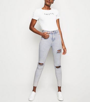 grey washed ripped jeans