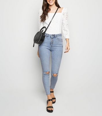 new look high waisted ripped jeans