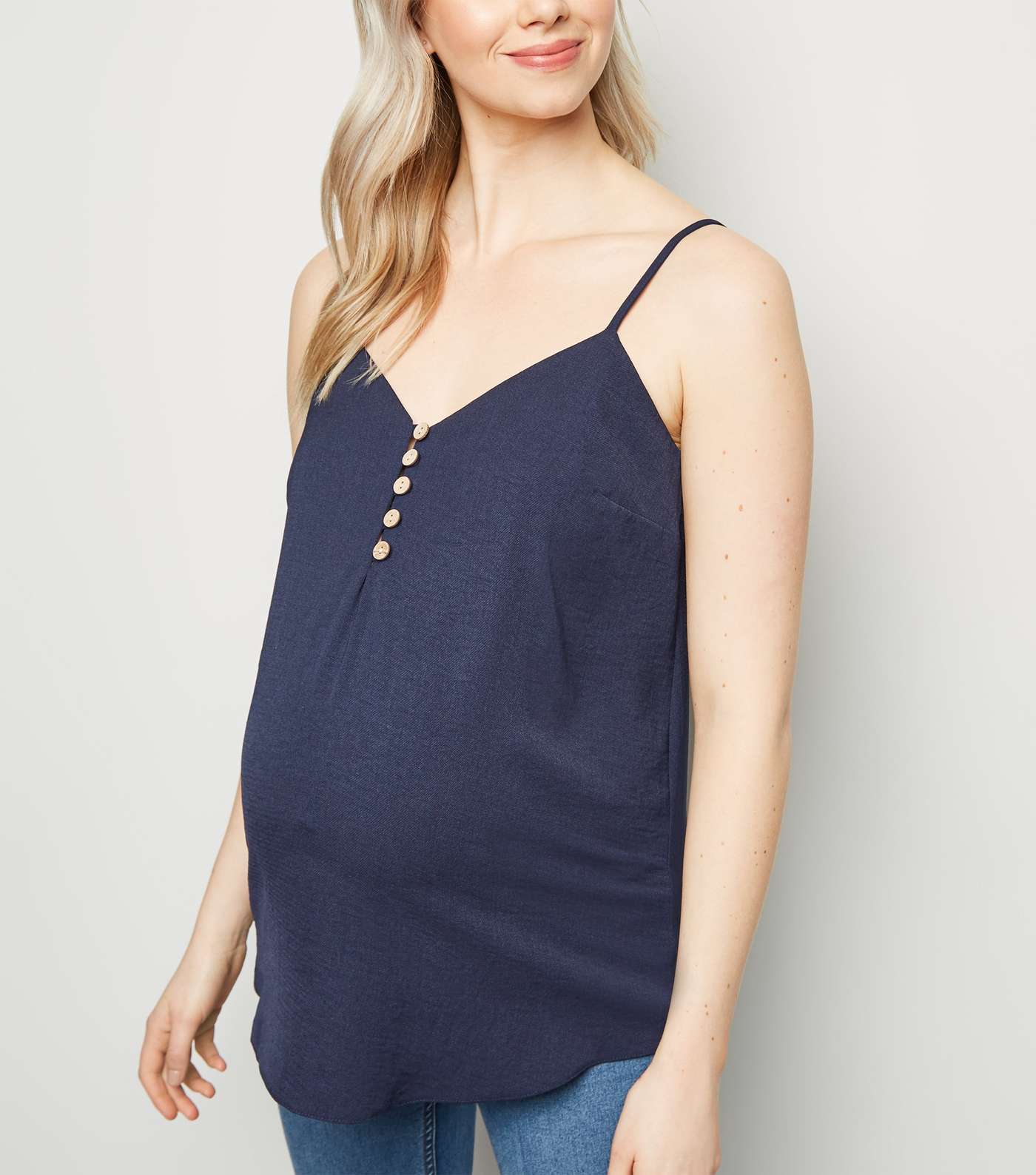 Maternity Navy Button Front Cami