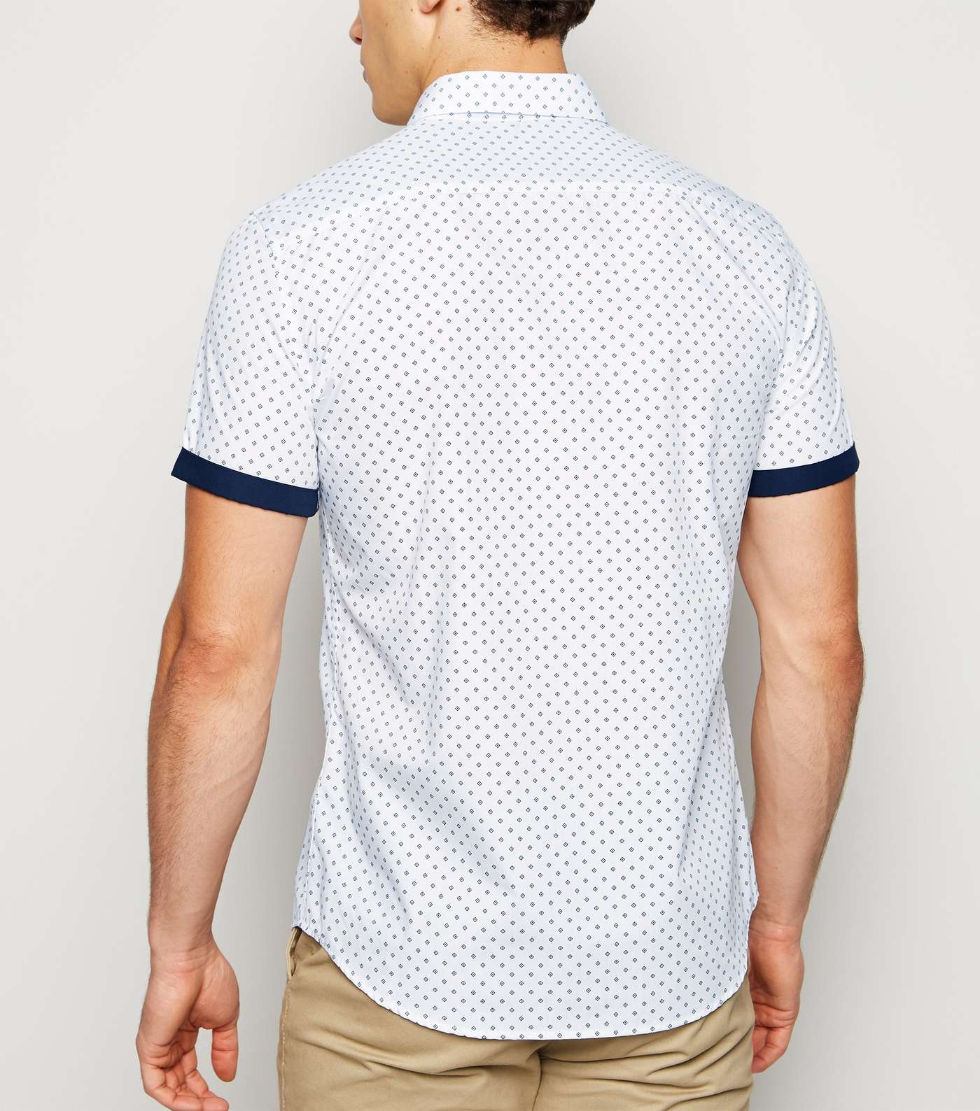 Navy Geometric Print Short Sleeve Shirt Image 5