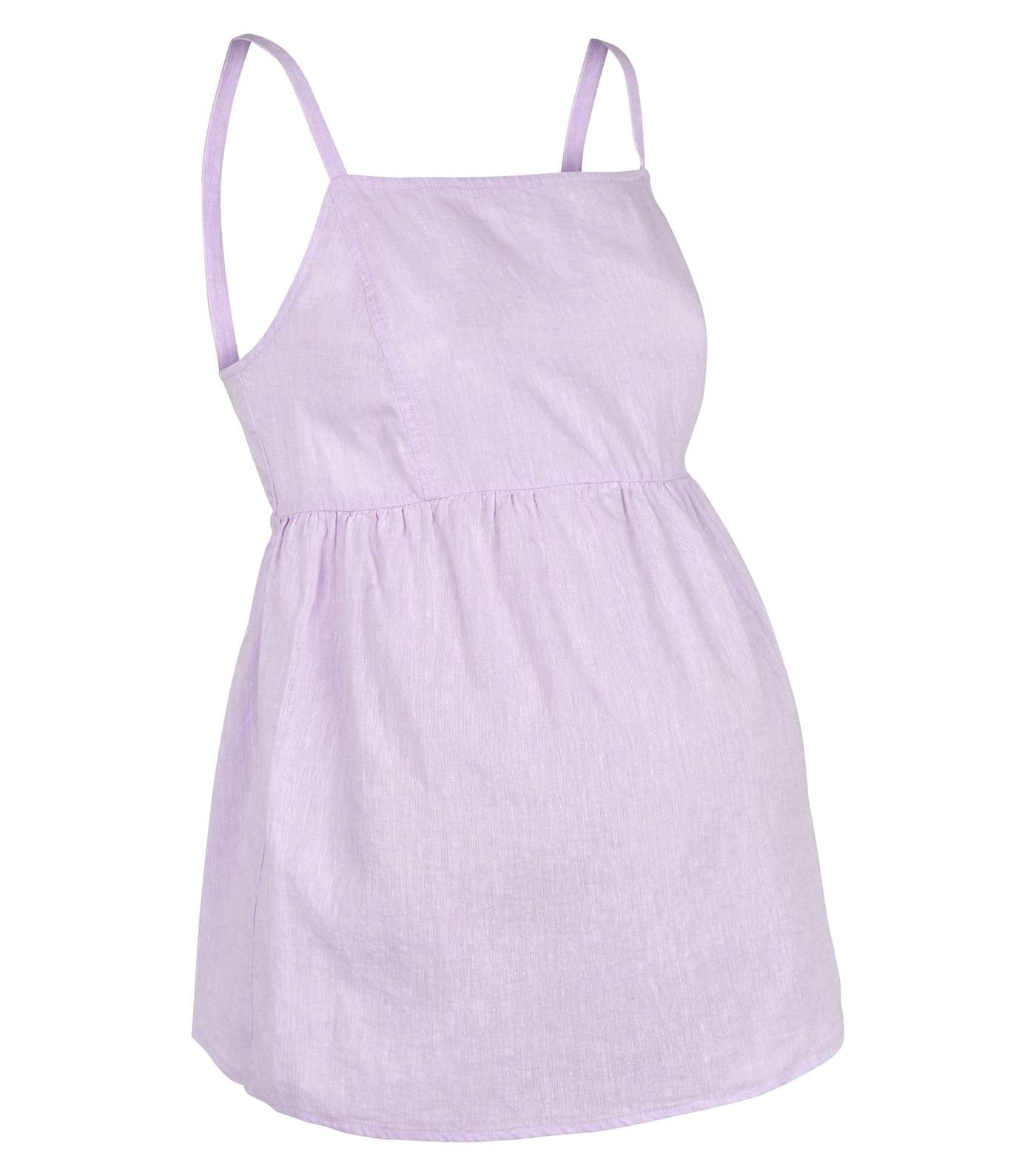 Maternity Lilac Linen Blend Tie Back Cami Image 4
