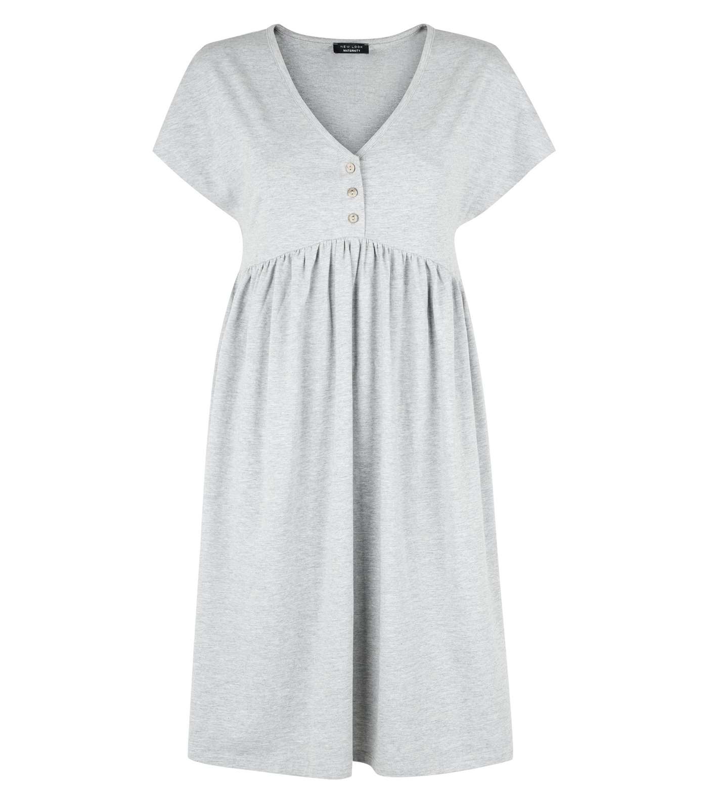 Maternity Grey Marl Button Front Smock Dress Image 4