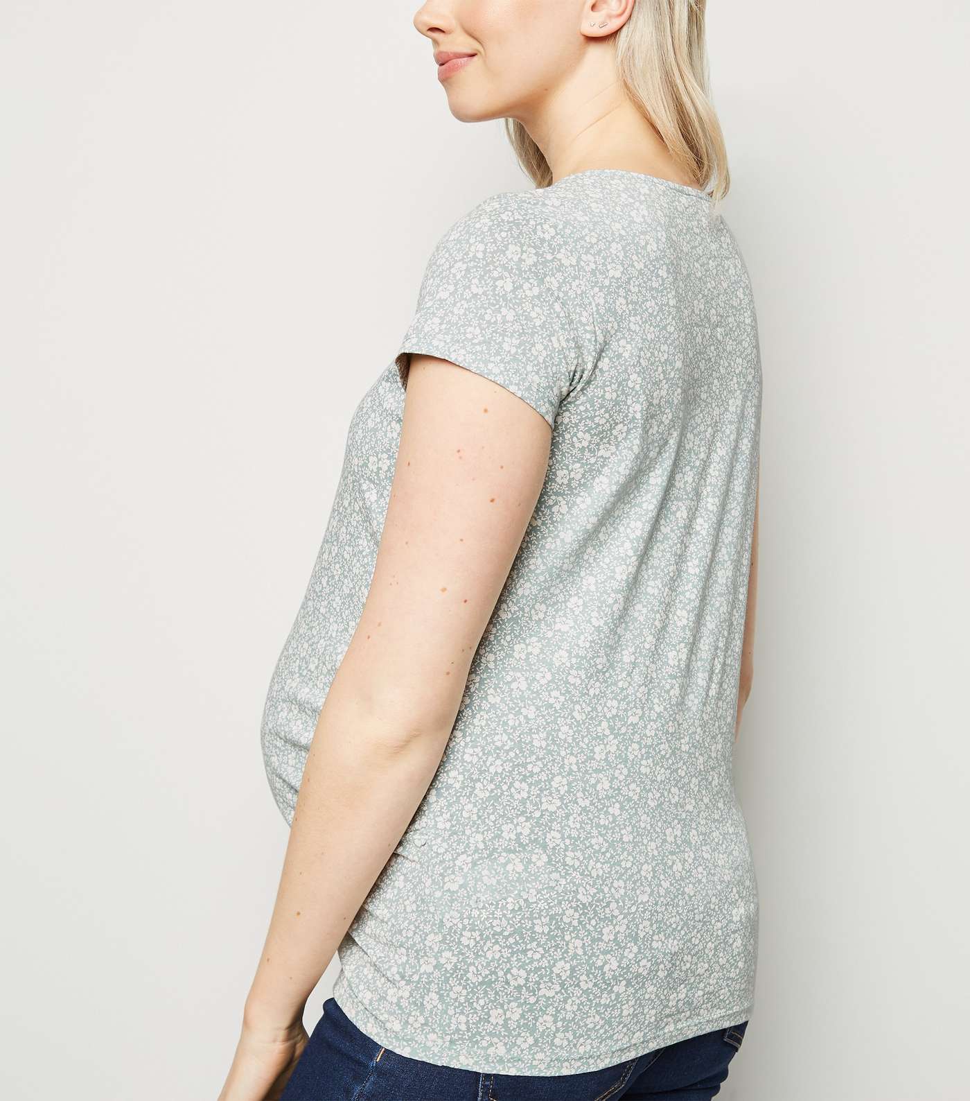 Maternity Mint Green Ditsy Floral T-Shirt Image 3