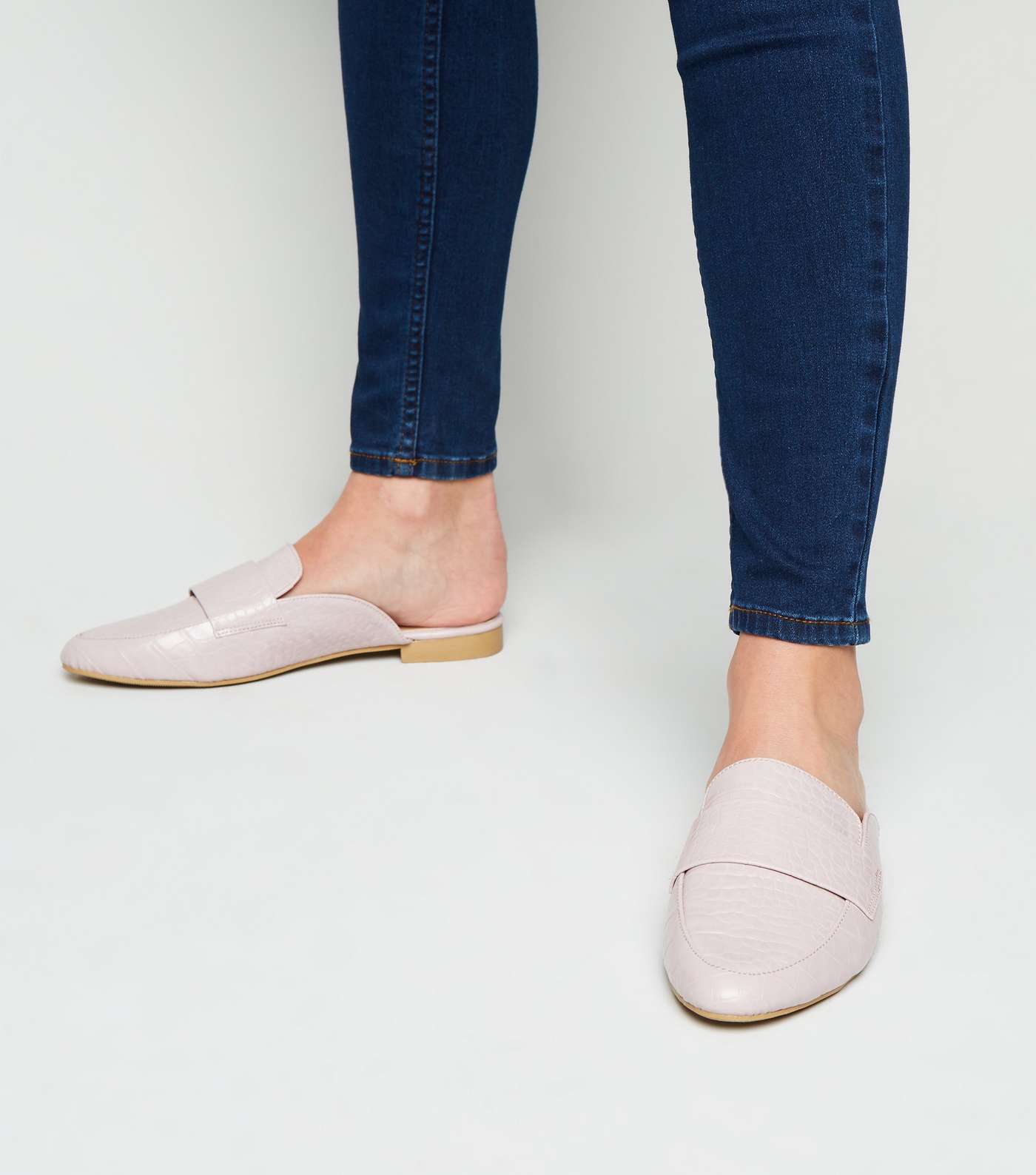Lilac Faux Croc Loafer Mules Image 2