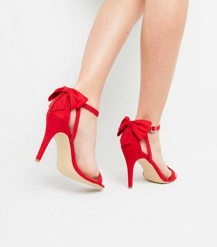 Red Suedette Back Stilettos | New Look