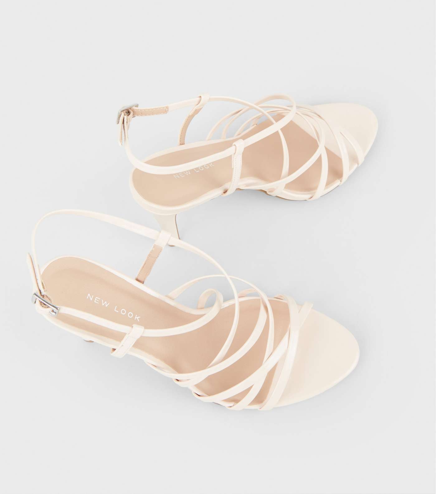 Cream Patent Strappy Stiletto Heel Sandals Image 4