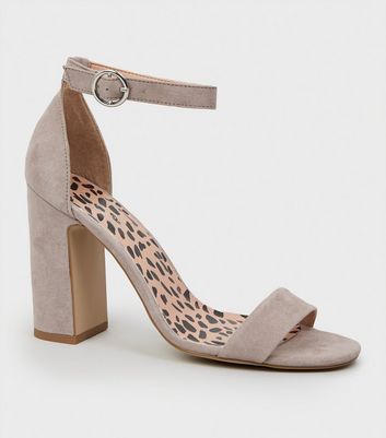 Grey Animal Print Insole Block Heels New Look