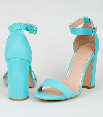 teal block heels