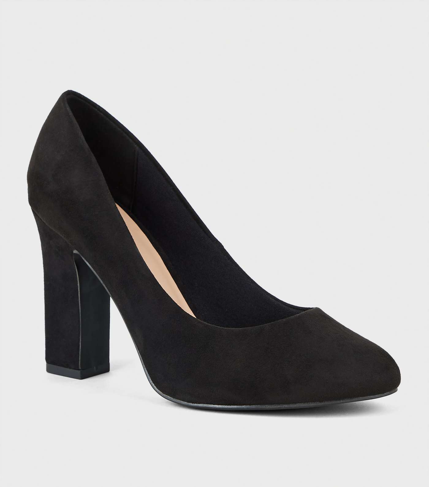 Extra Wide Fit Black Suedette Court Shoes