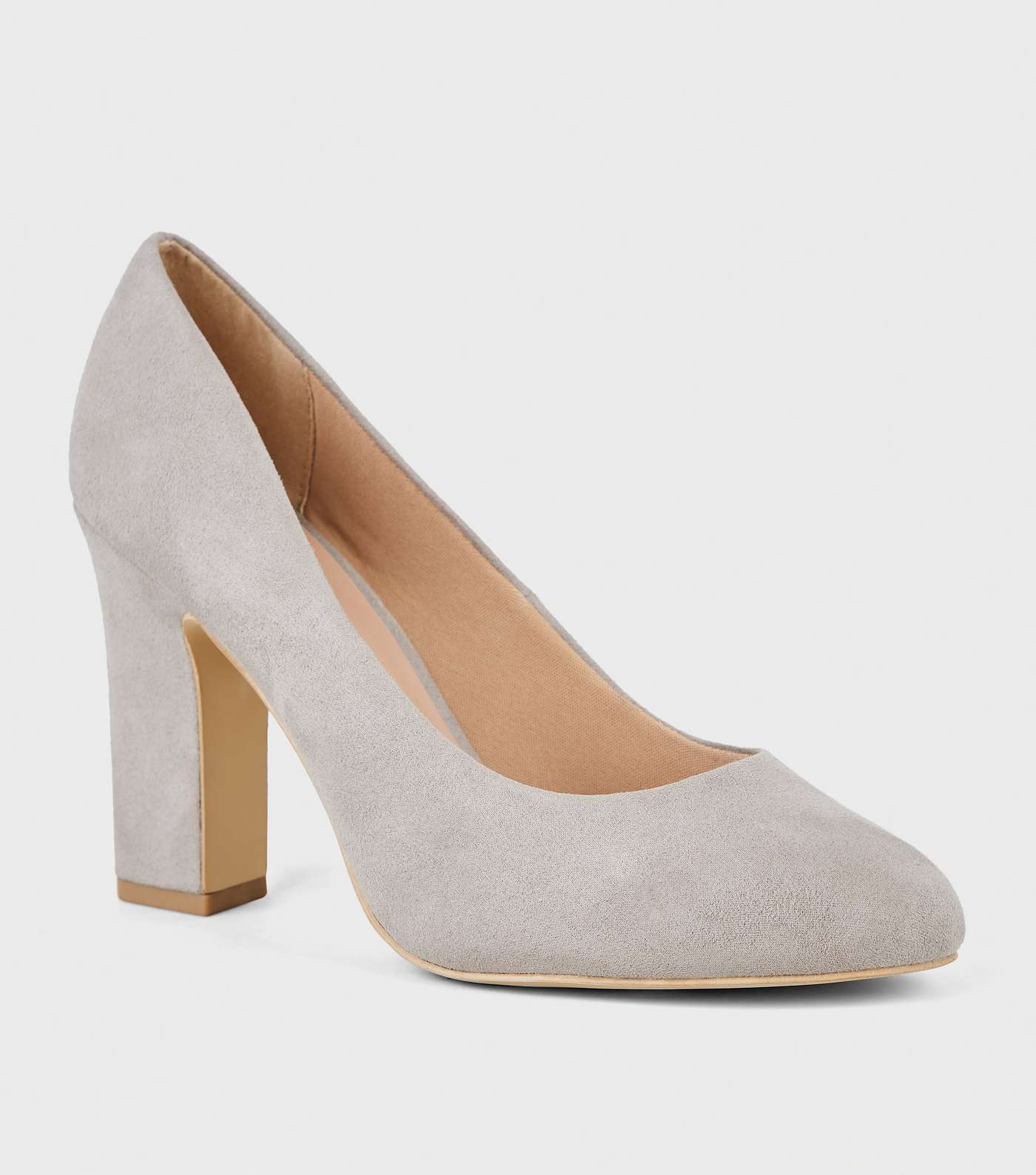 Extra Wide Fit Grey Suedette Court Shoes
