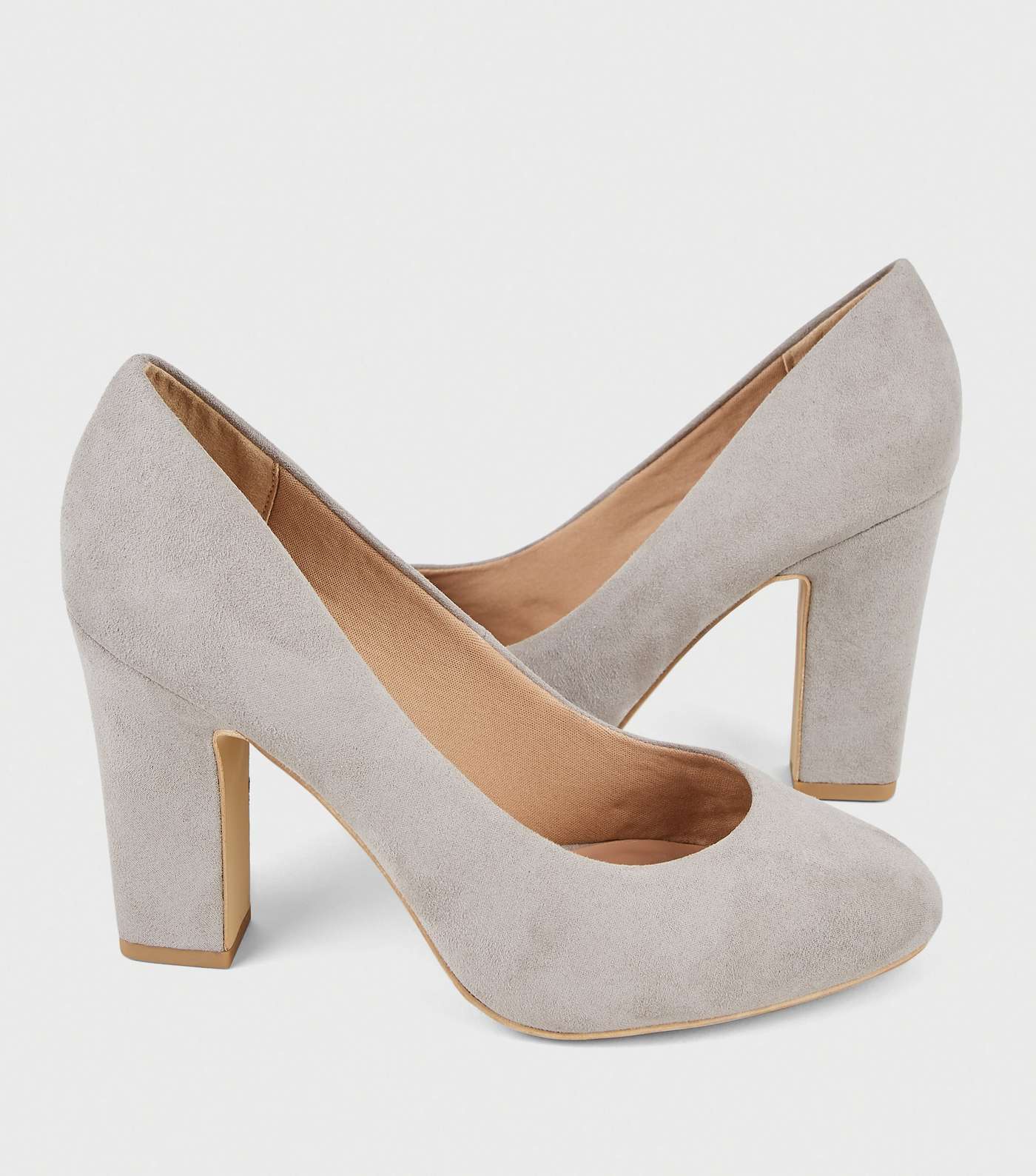 Extra Wide Fit Grey Suedette Court Shoes Image 3