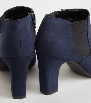 ladies wide fit navy ankle boots