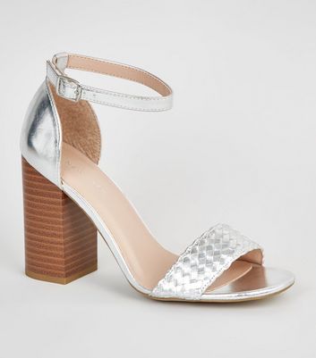 new look silver heels