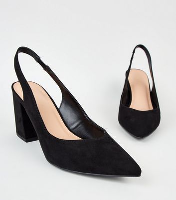 black pointed slingbacks