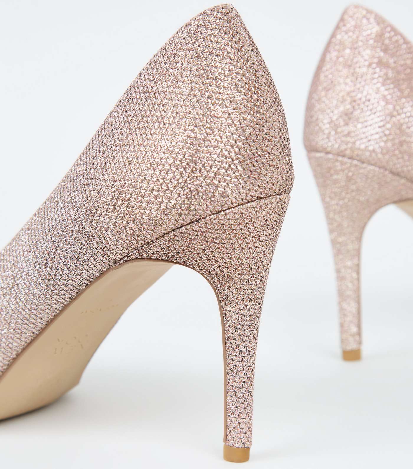 Rose Gold Glitter Court Shoes Image 4