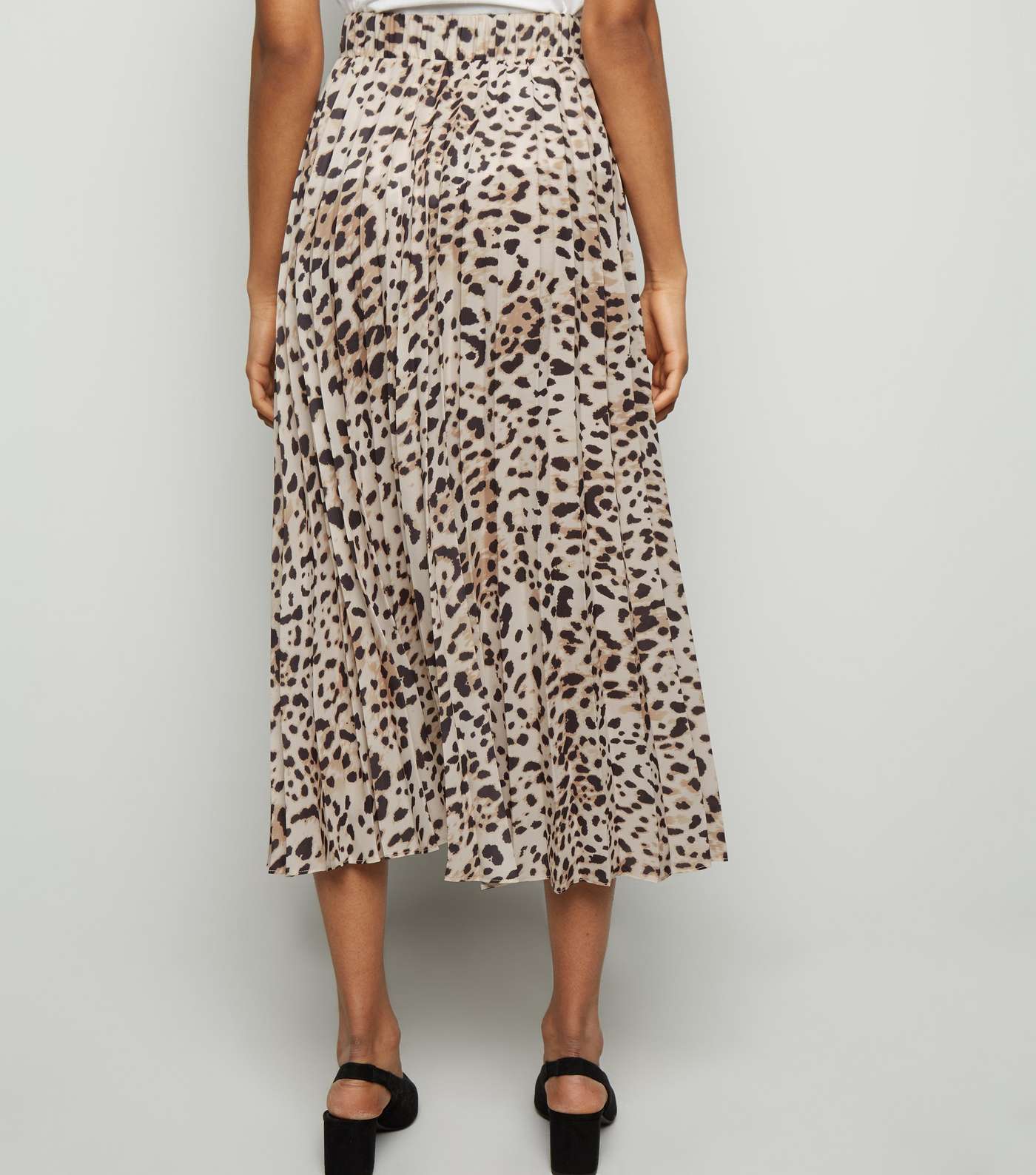 Petite Brown Leopard Print Pleated Midi Skirt  Image 3