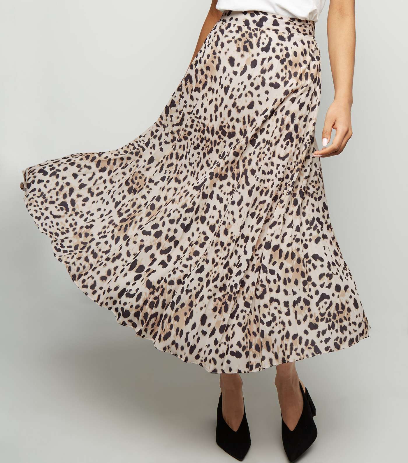 Petite Brown Leopard Print Pleated Midi Skirt  Image 5