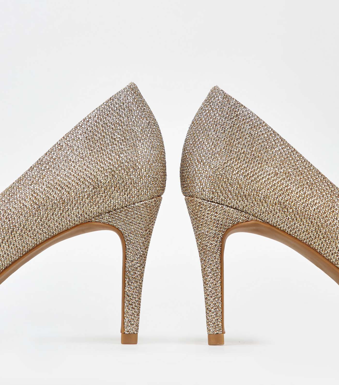 Gold Glitter Stiletto Heel Court Shoes Image 3