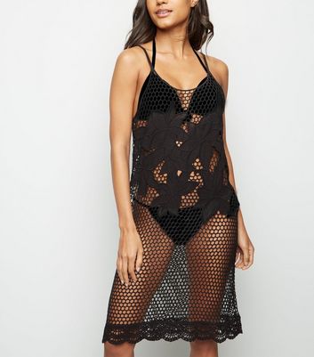 black mesh beach dress