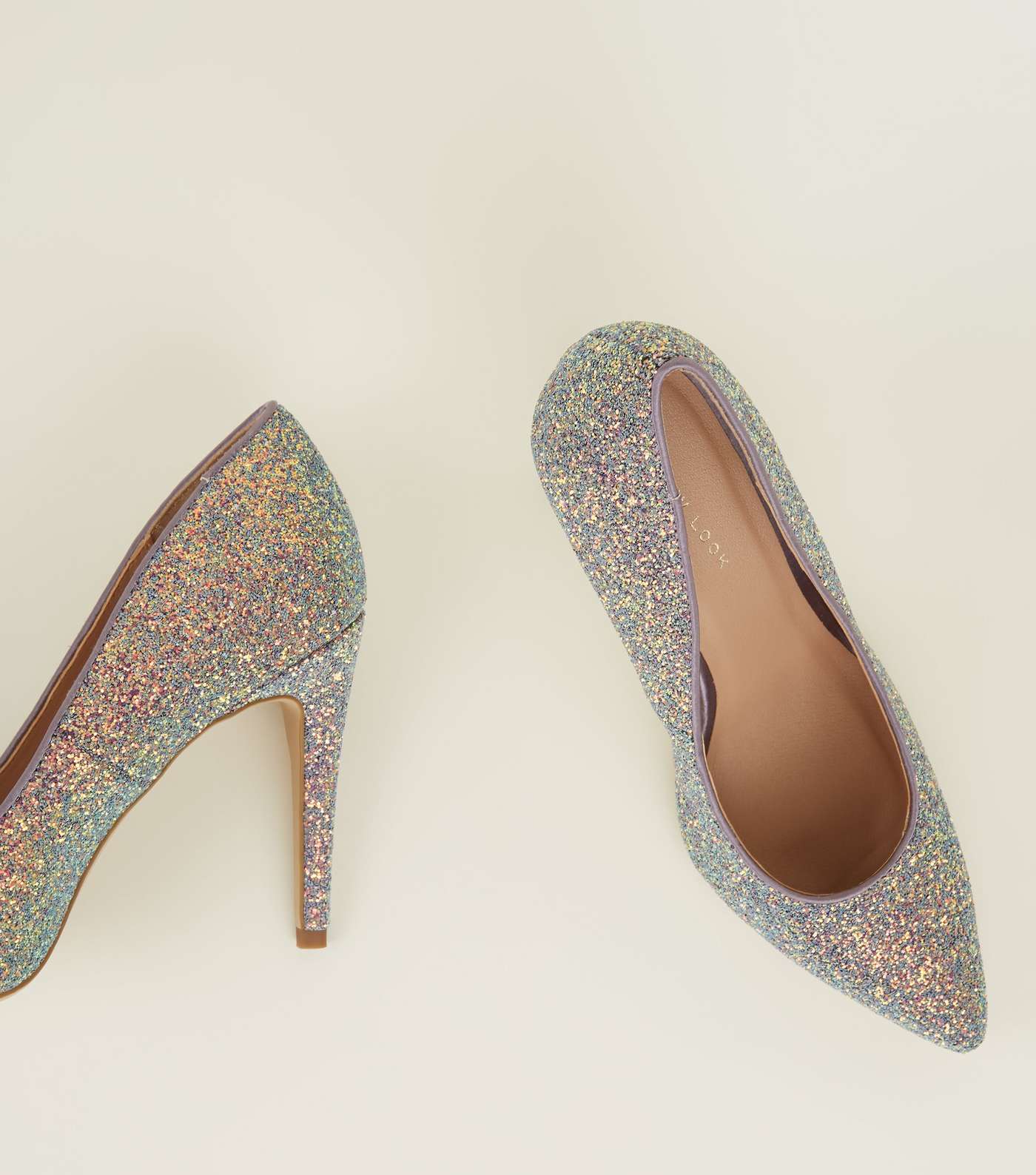 Lilac Glitter Pointed Court Shoes Image 4
