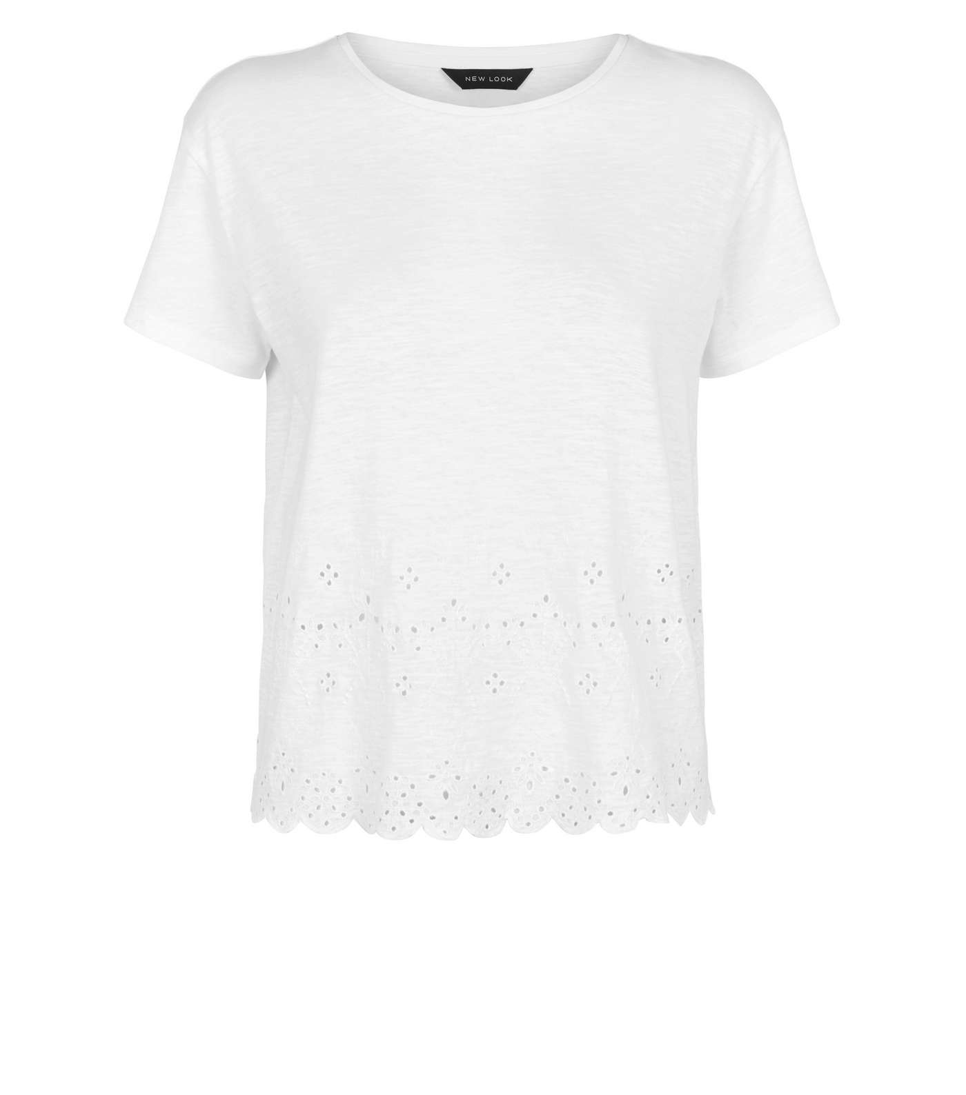 White Broderie Scallop Hem T-Shirt Image 4