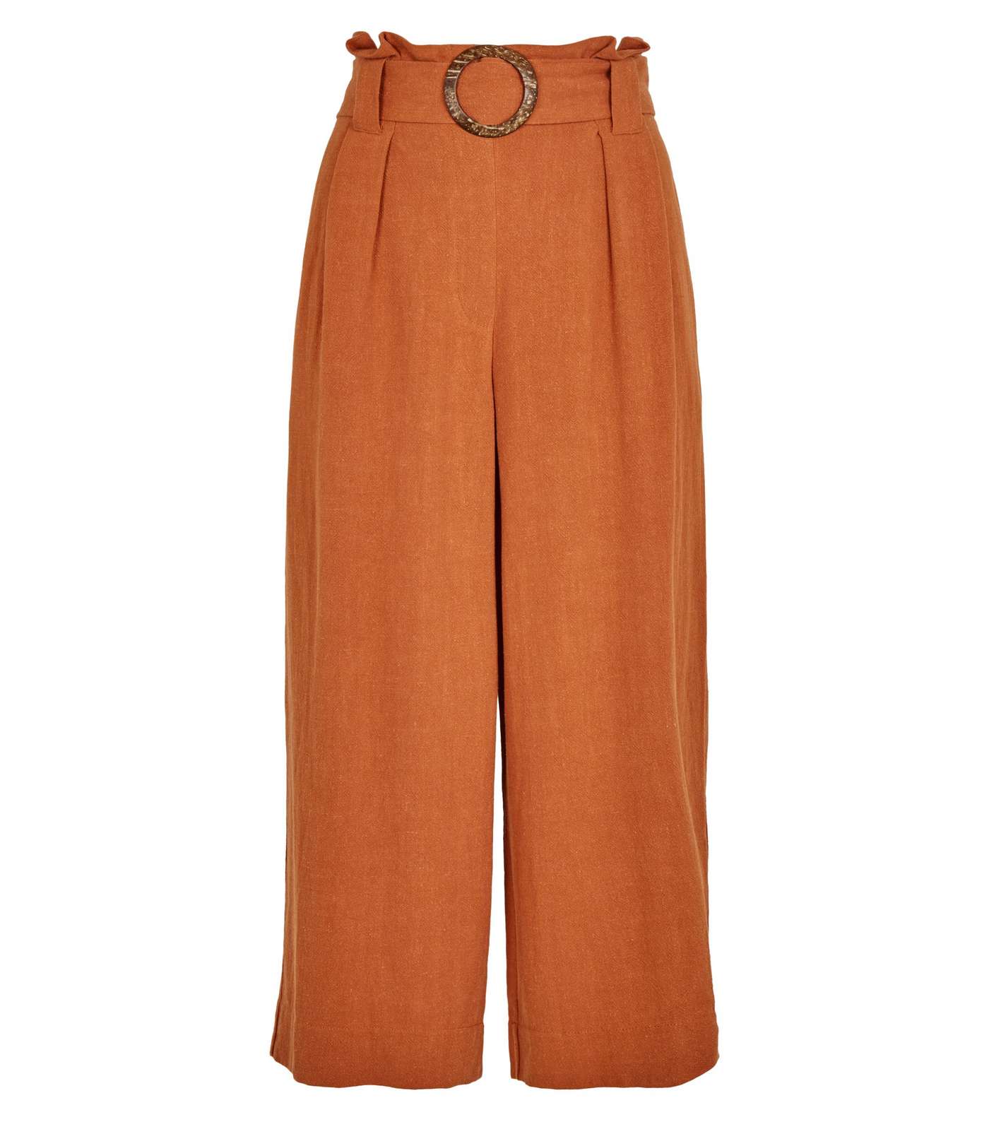 Petite Rust Linen Look Crop Trousers  Image 4