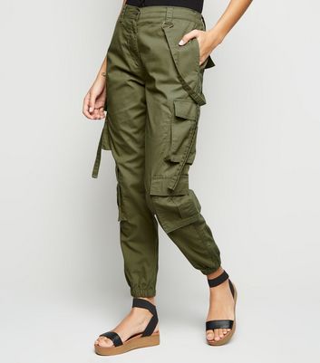 new look khaki cargo trousers
