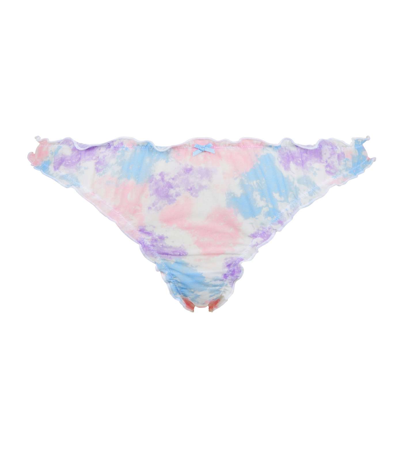 Multicoloured Tie Dye Frill Trim Thong Image 3