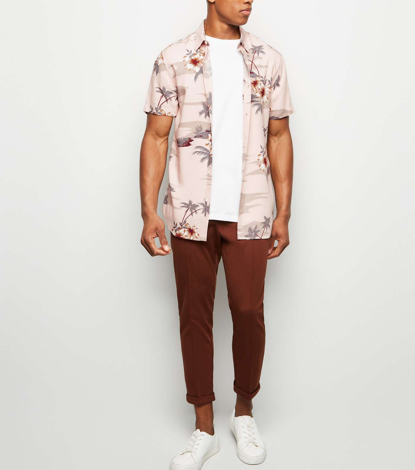 Pink Tropical Print Short Sleeve Shirt Image 2