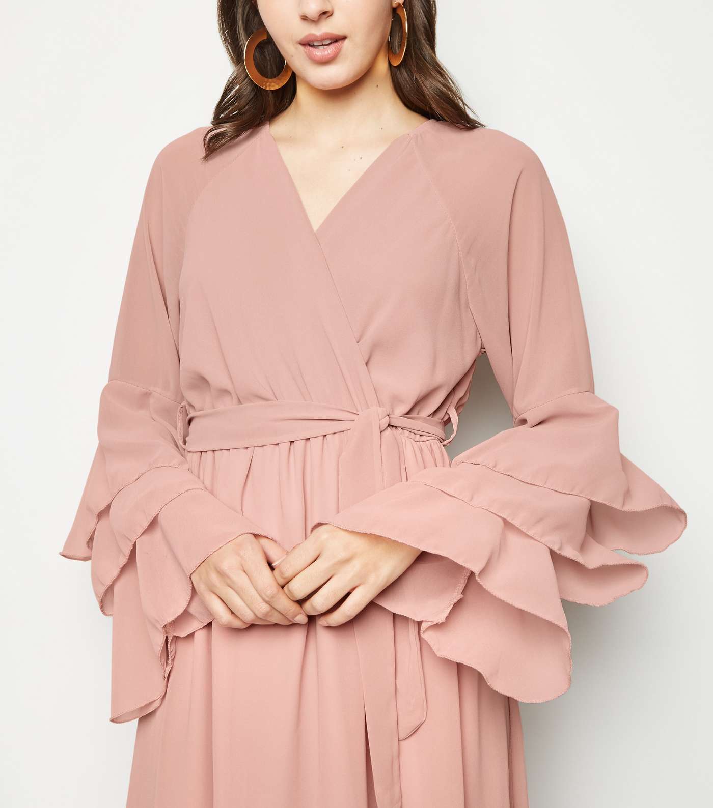 Mela Pink Chiffon Tiered Sleeve Maxi Dress  Image 2