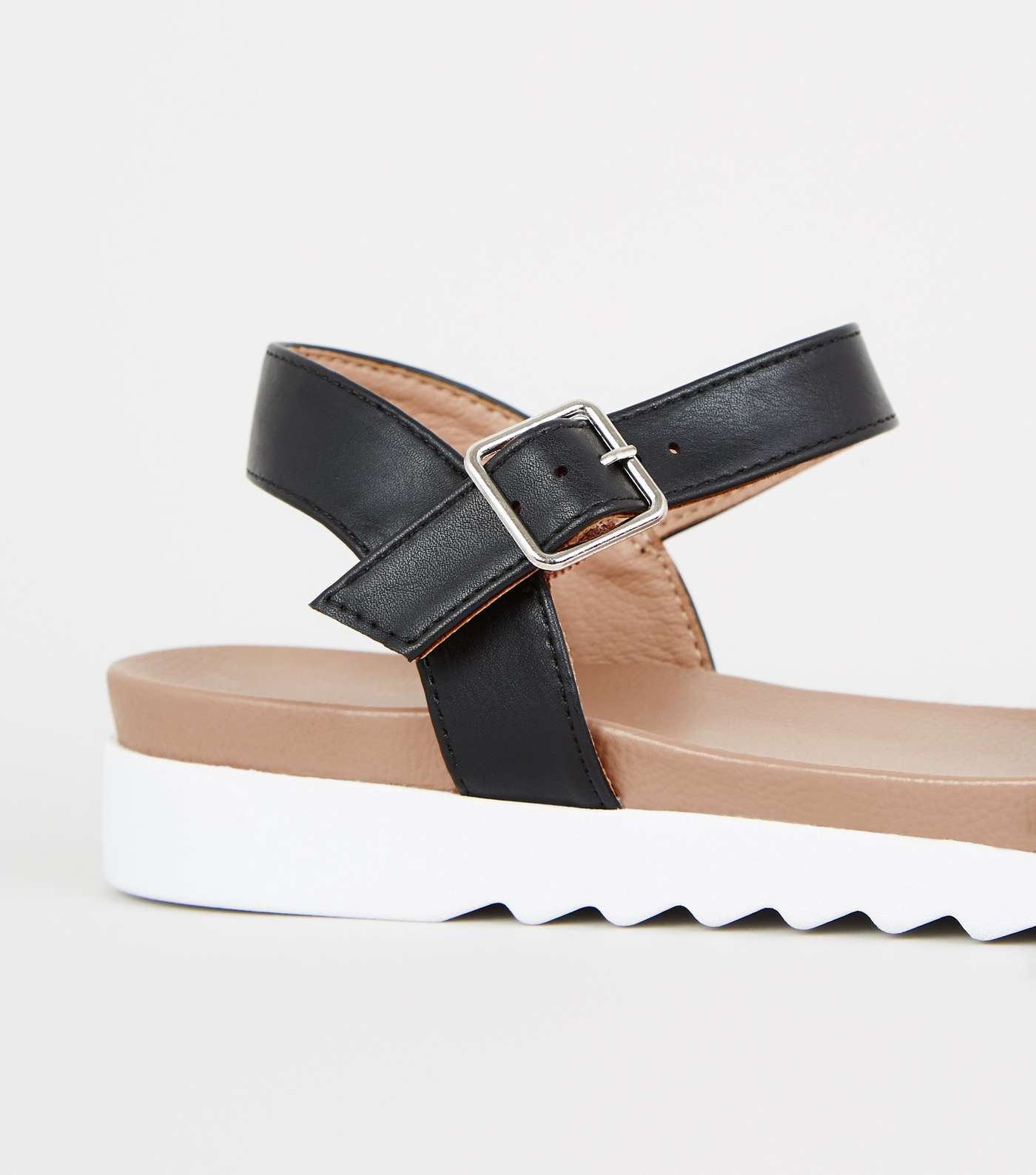 Girls Black Leather-Look Sporty Sandals Image 4