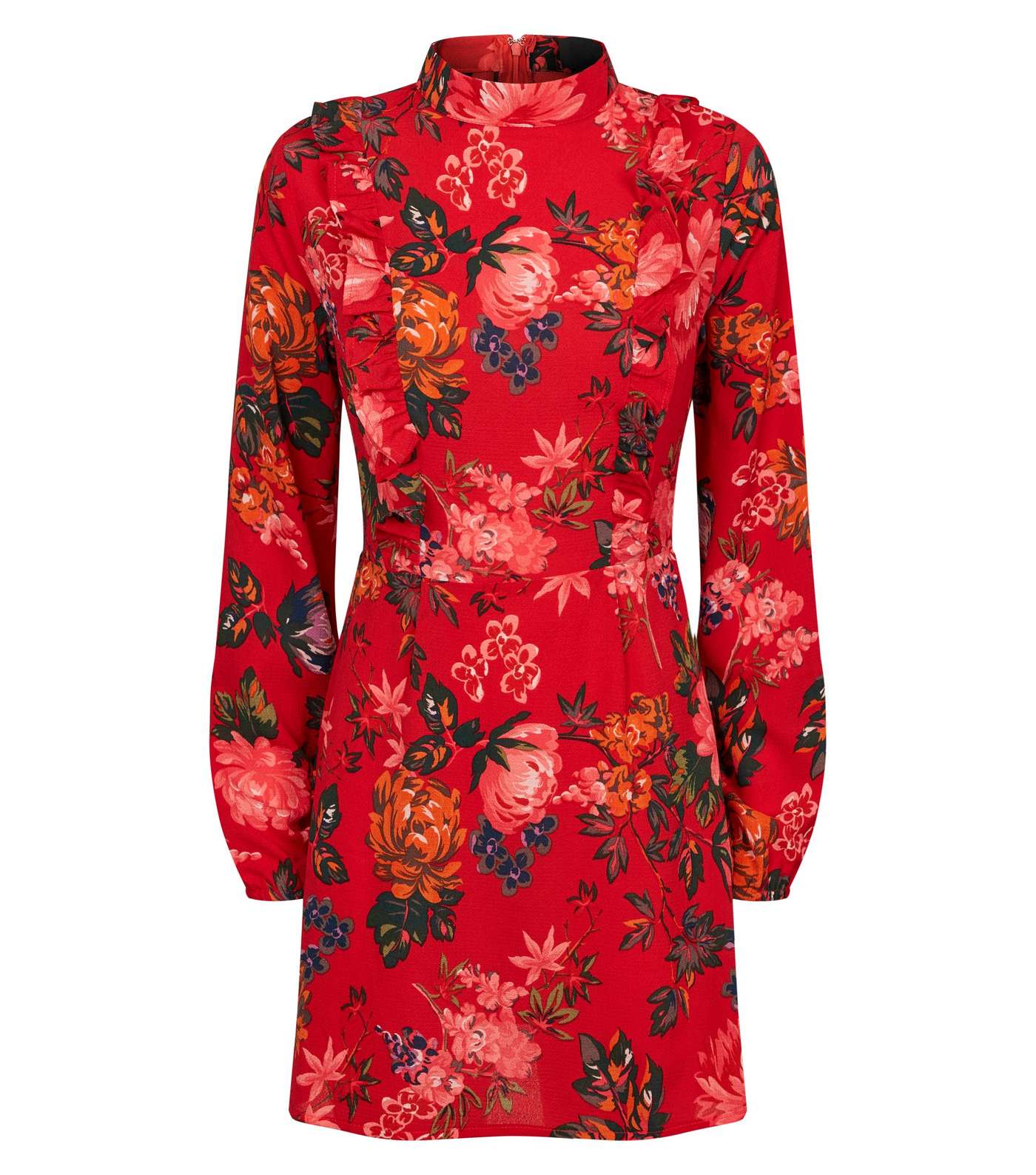 AX Paris Red Floral Print Frill Front Dress Image 4