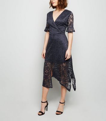 AX Paris Navy Lace Overlay Midi Dress New Look shop for AX Paris Navy Lace Overlay Midi Dress New Look at Shopo