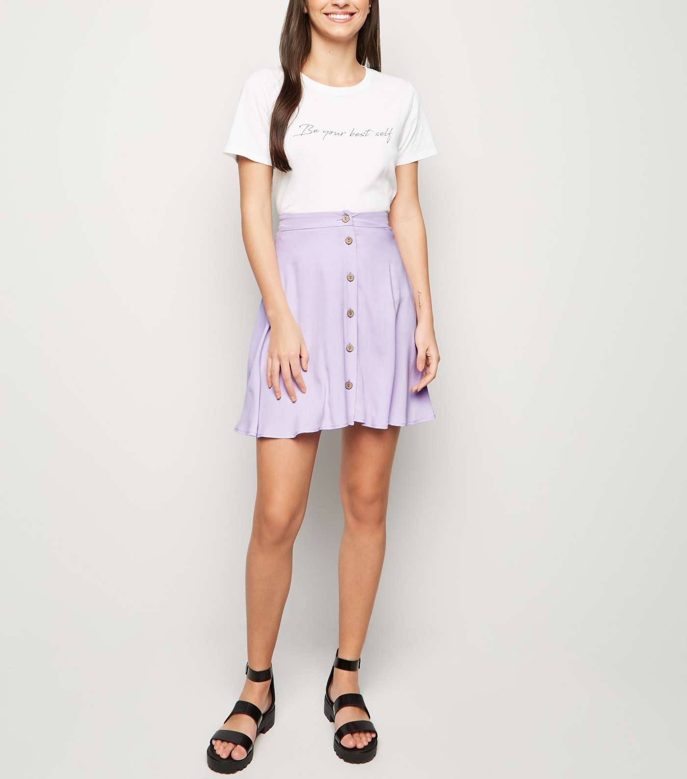 Lilac Button Up Mini Skirt  Image 2