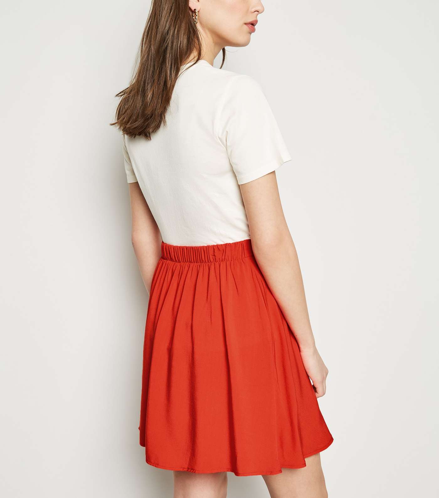 Red Button Up Mini Skirt  Image 3