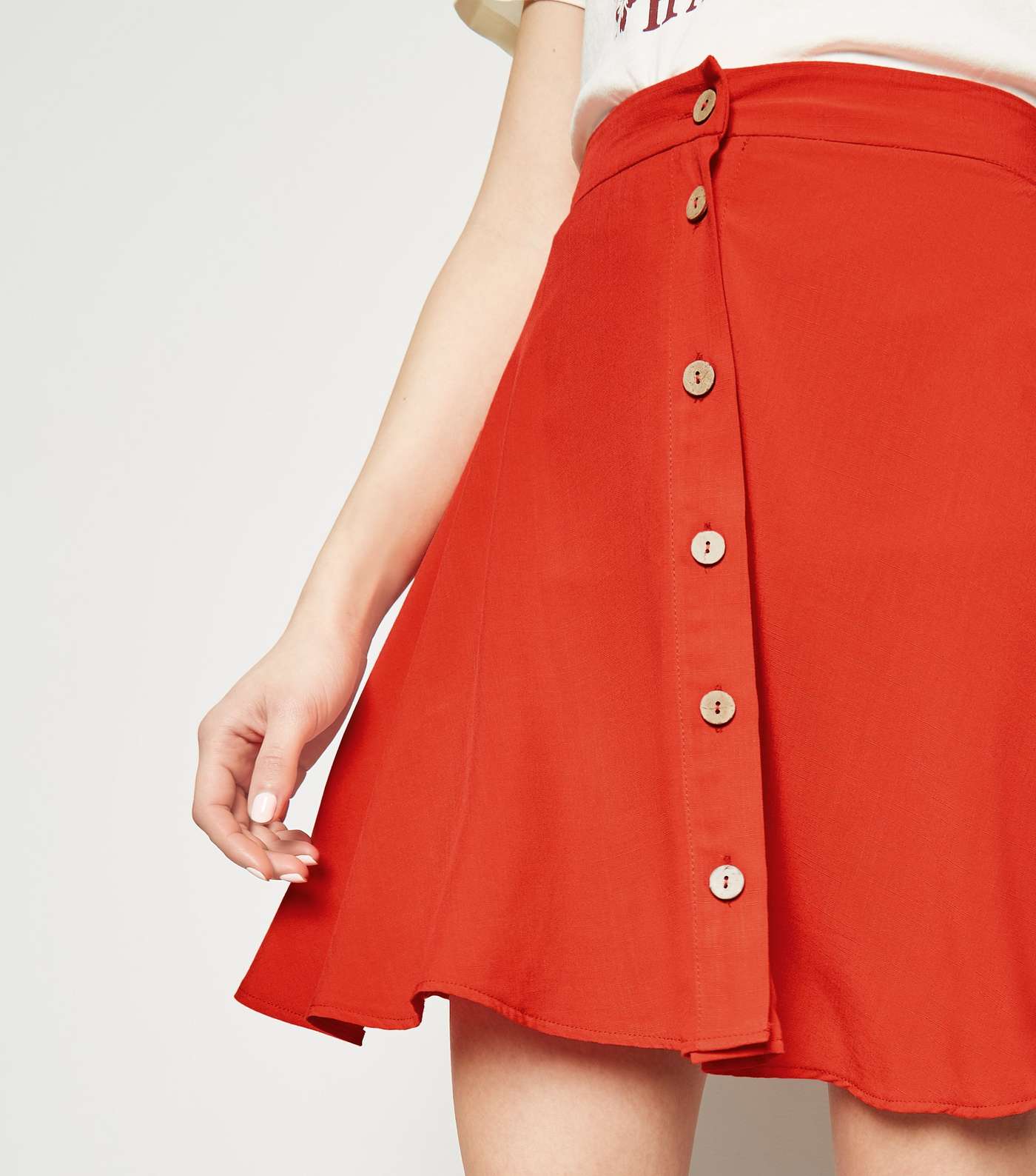 Red Button Up Mini Skirt  Image 5
