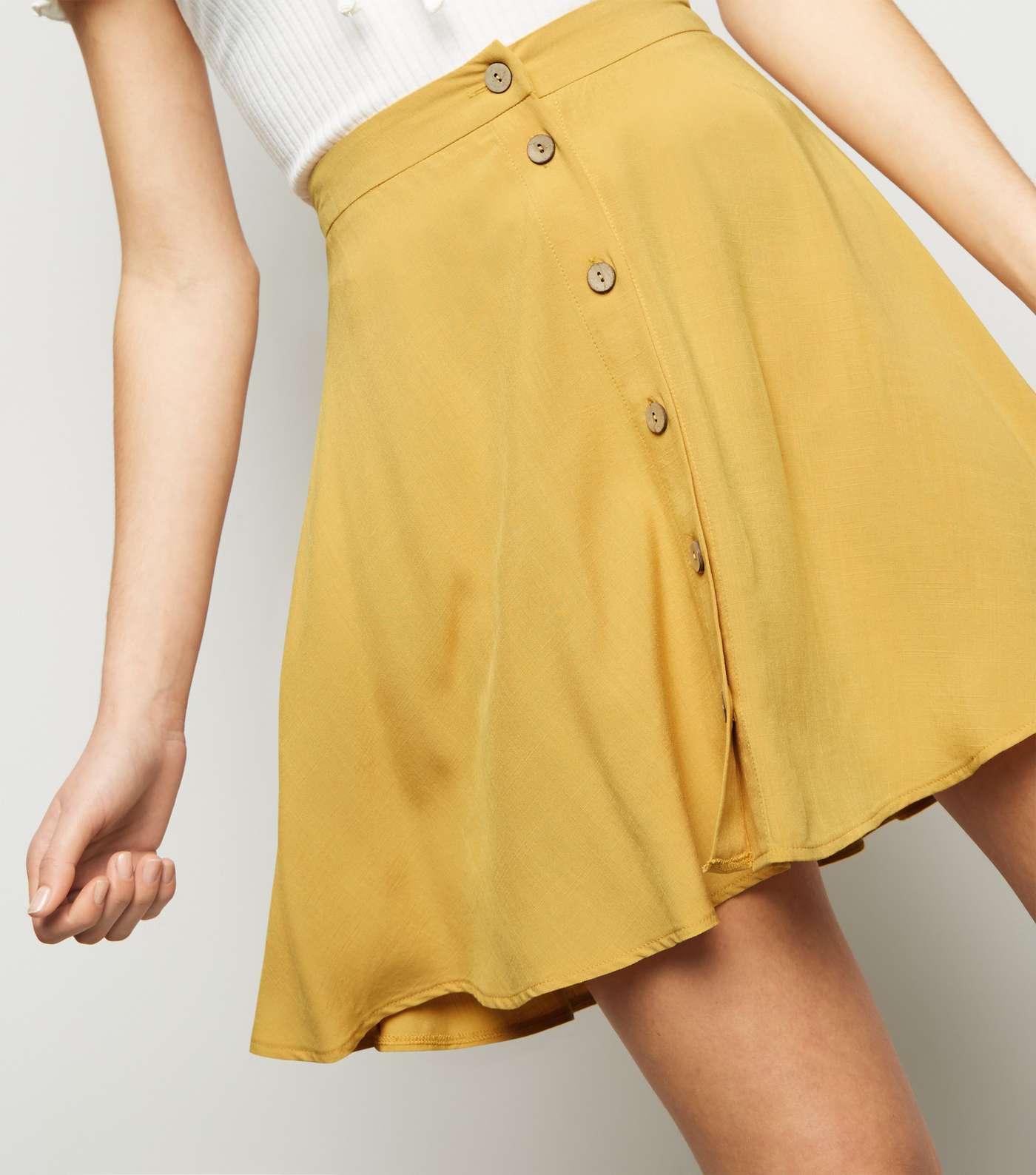 Mustard Button Up Mini Skirt  Image 2
