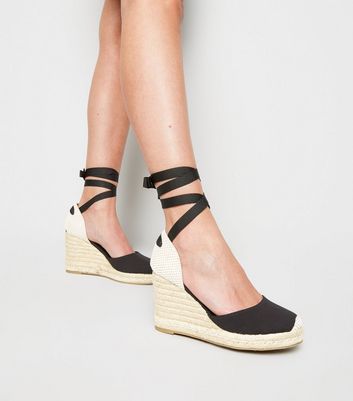espadrille wedges with ribbon ties
