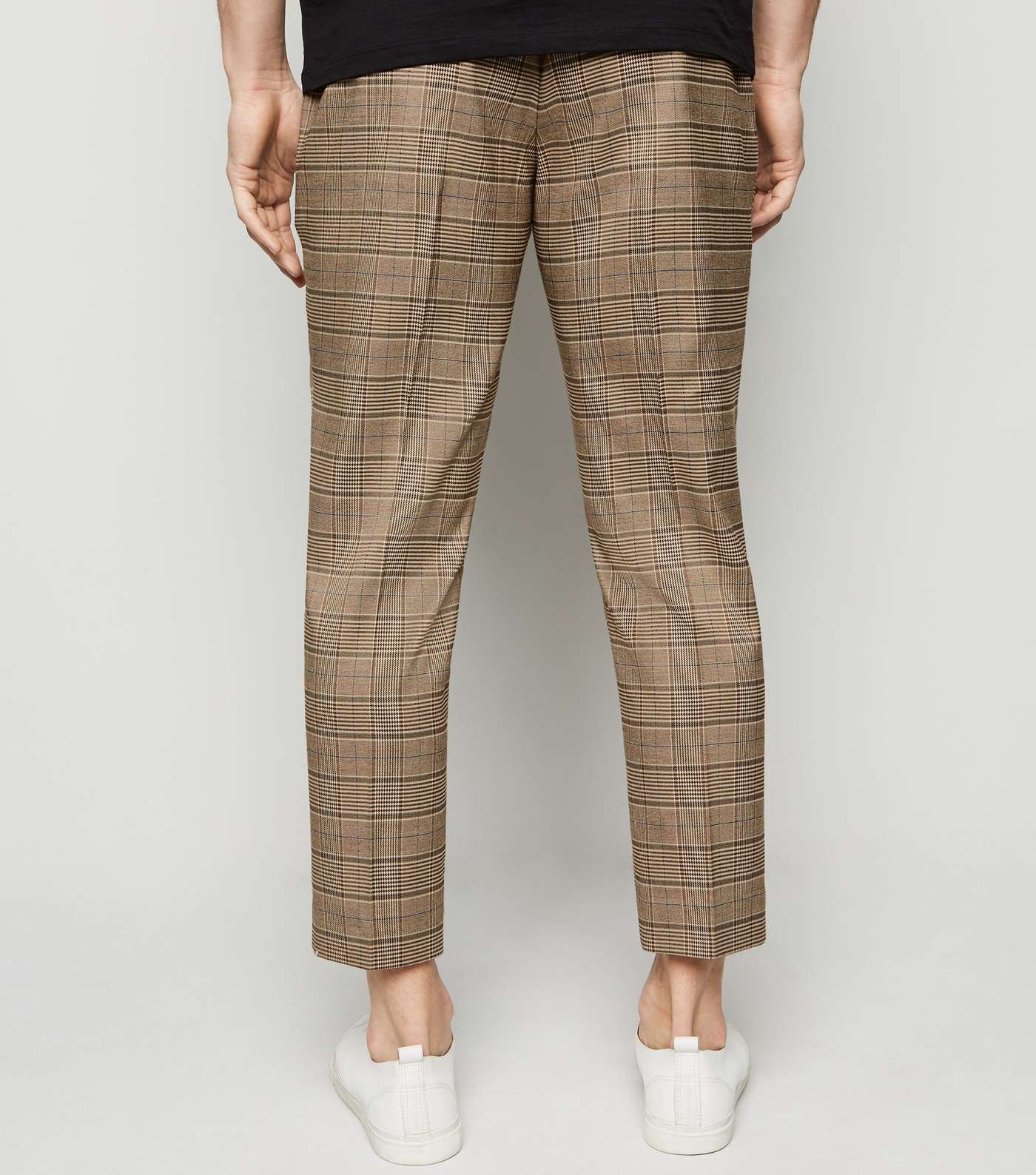Brown Check Print Trousers Image 3