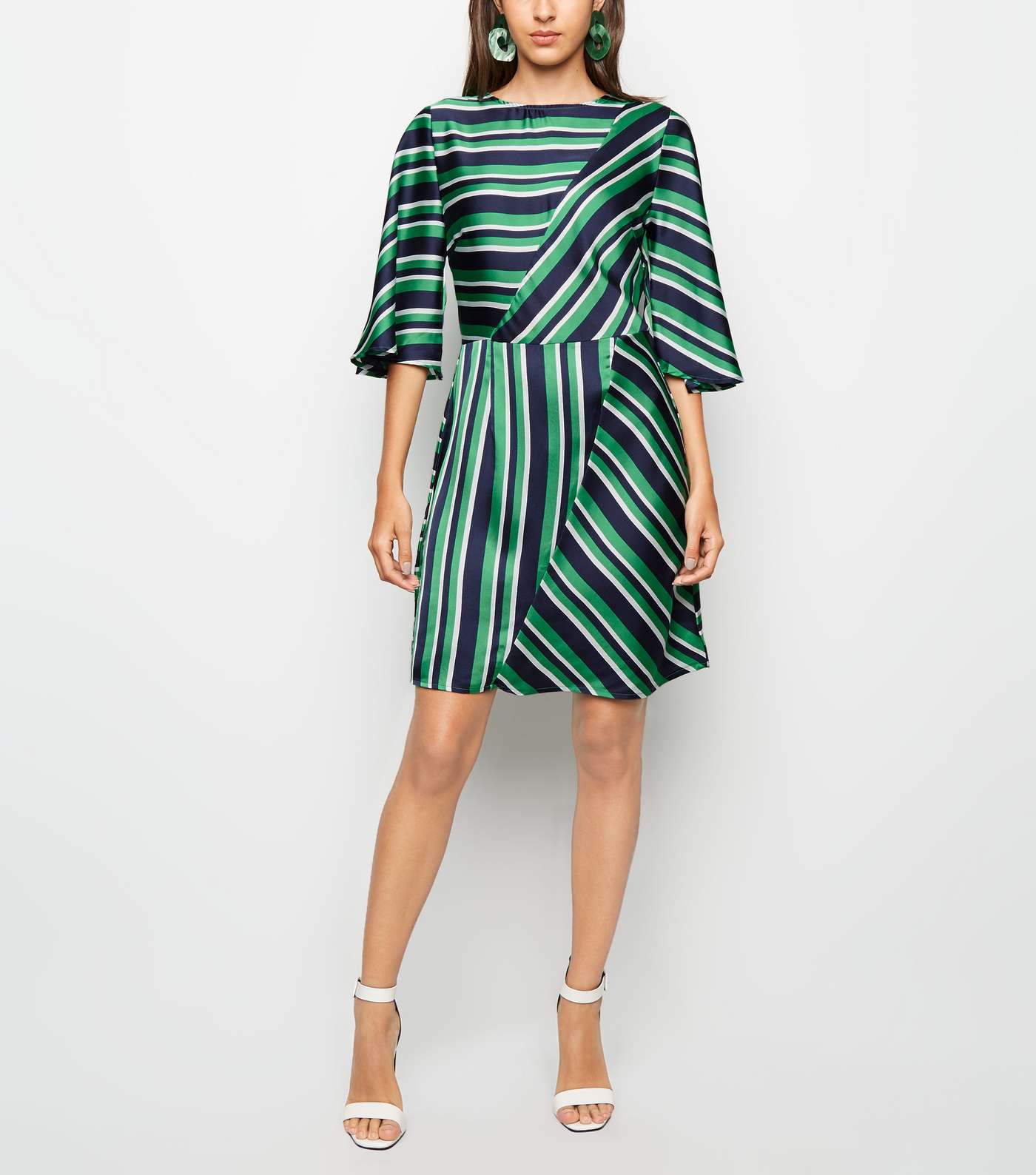 AX Paris Green Stripe Satin Dress Image 2