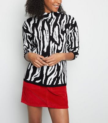 Cameo Rose Black Zebra Print High Neck 