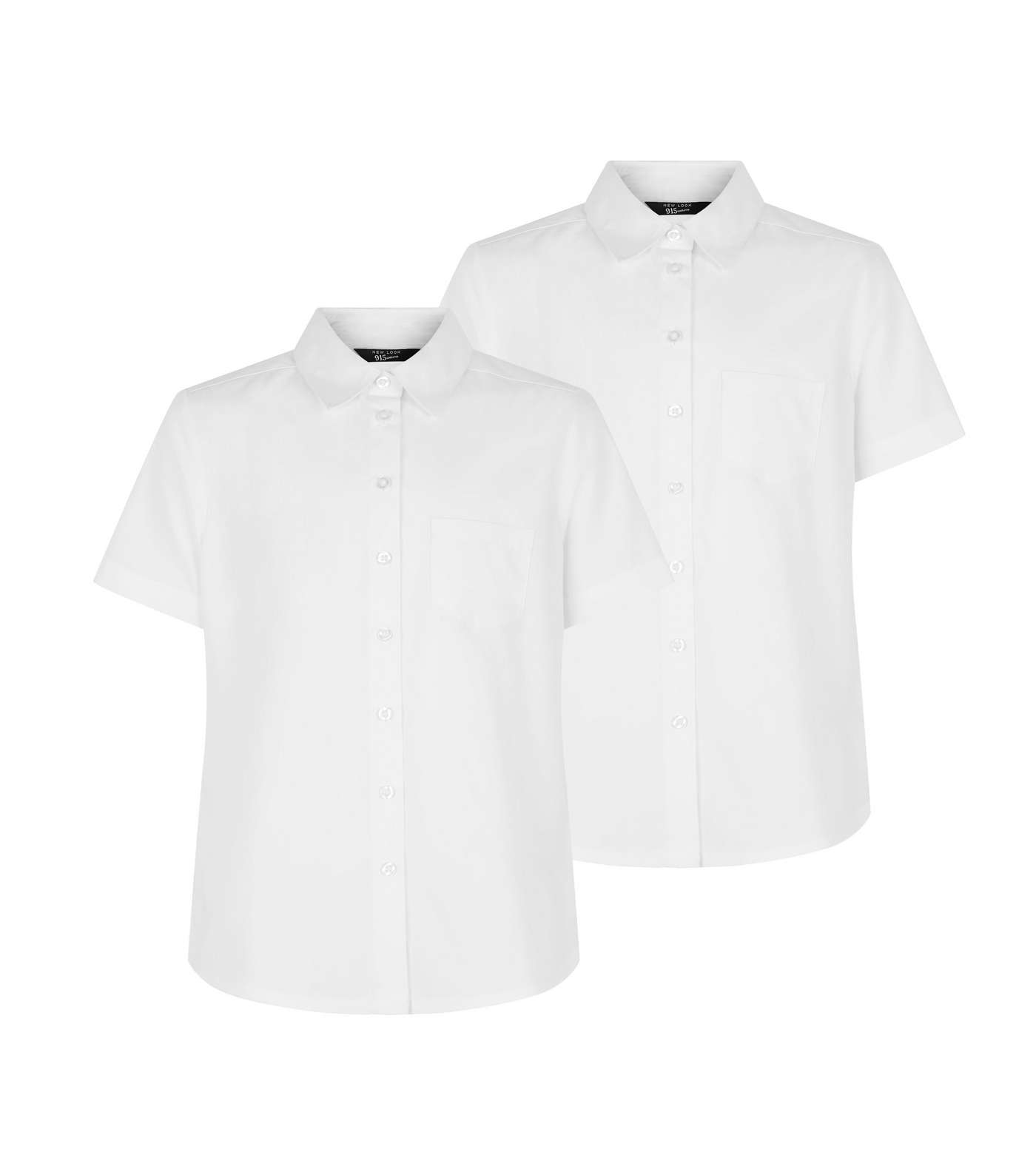 Girls 2 Pack White Short Sleeve Shirts Image 4