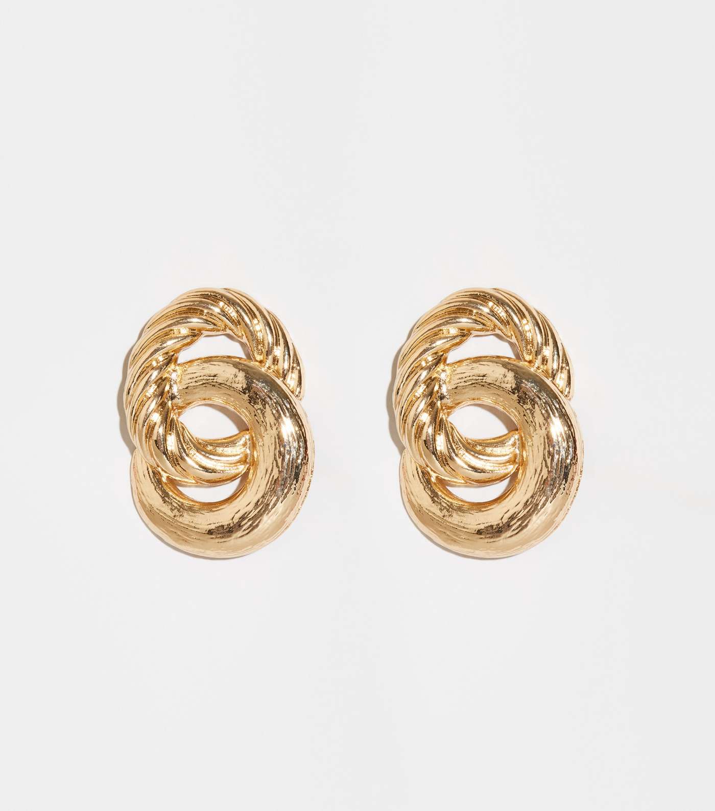 Gold Embossed Linked Hoop Earrings