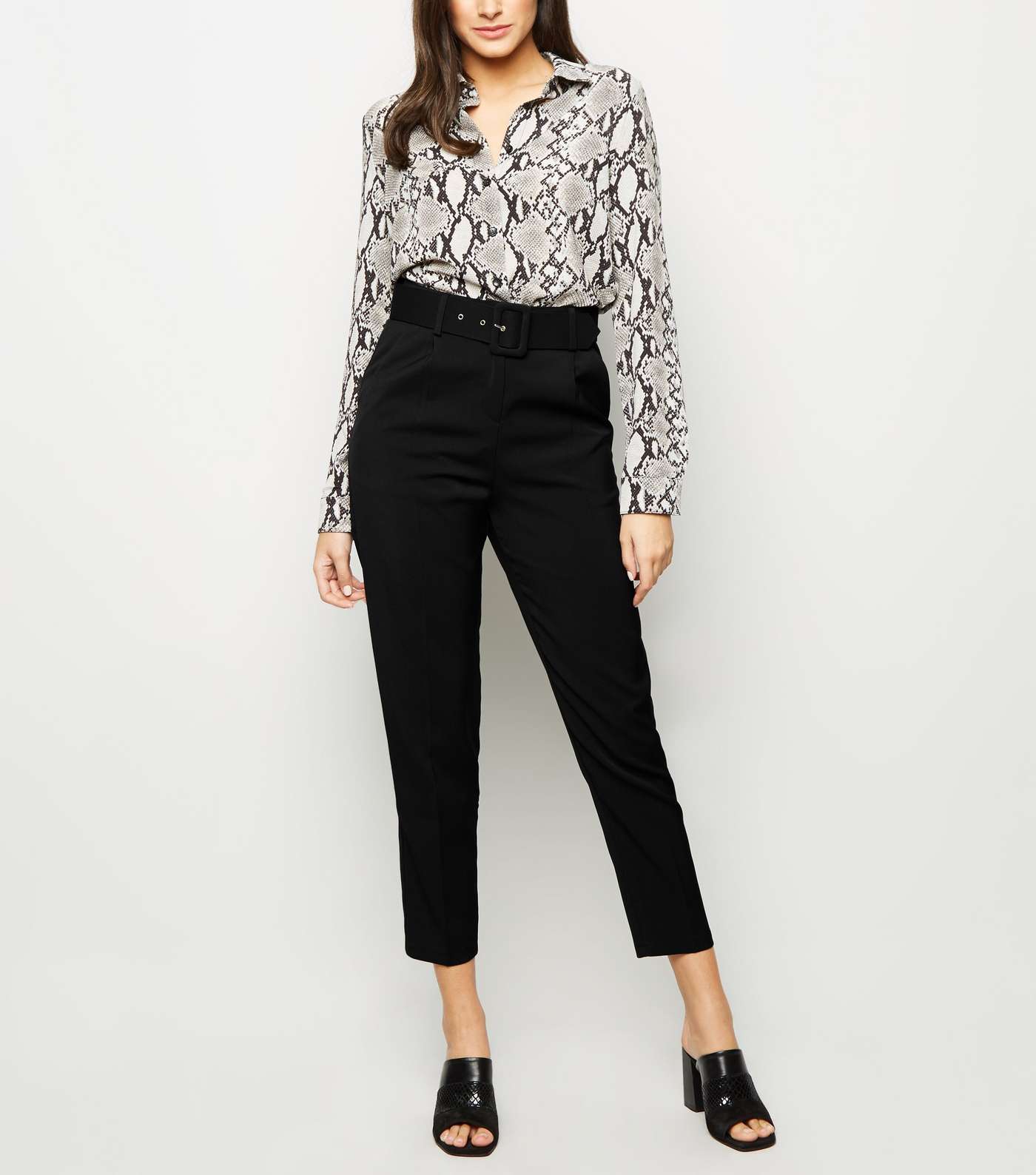 Cameo Black Belted Slim Leg Trousers