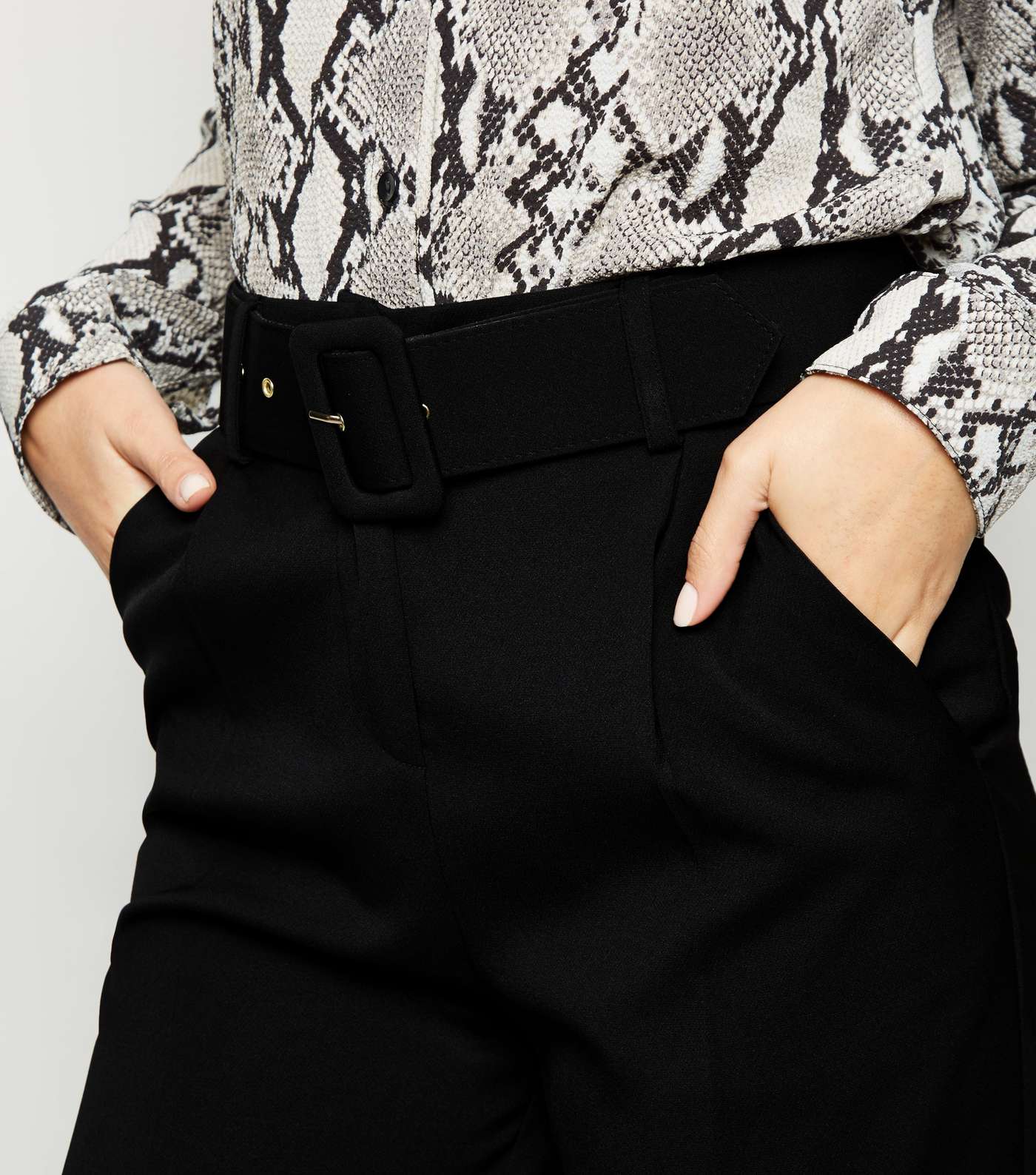 Cameo Black Belted Slim Leg Trousers Image 5