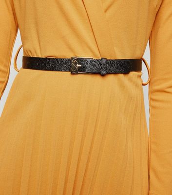 new look mustard pleated dress
