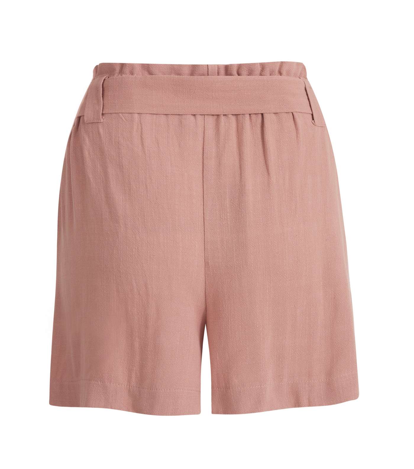 Pale Pink Linen Look Buckle Shorts Image 2