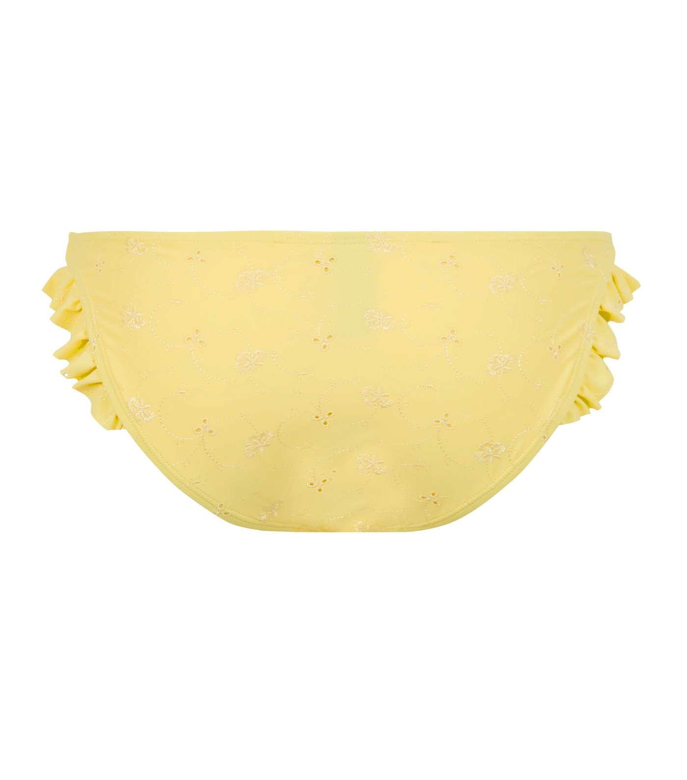 Yellow Broderie Frill Trim Bikini Bottoms Image 5
